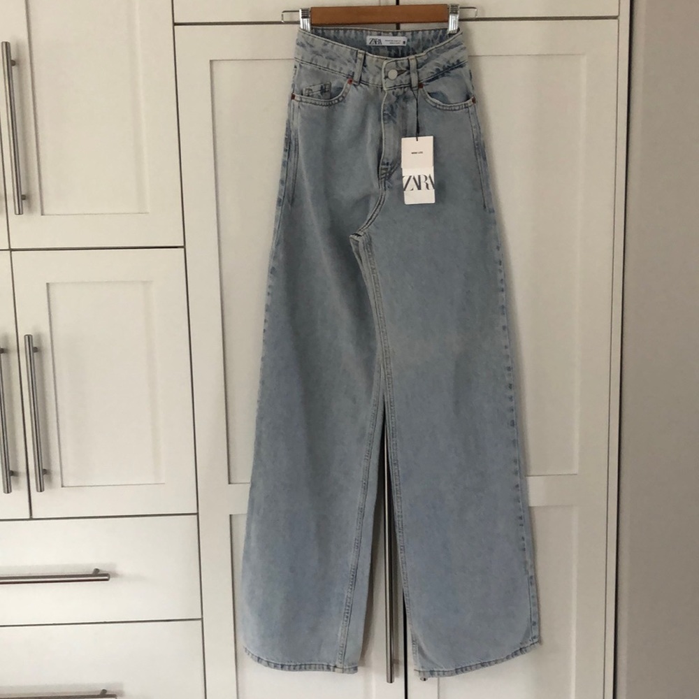 NWT Zara Wide Leg High Waist Faded Jeans Size 0
